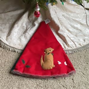 🆕 100% Wool 54” Christmas Tree Skirt Dog Themed